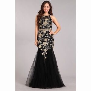 BLACK Gold Mermaid Dress 1741 petite